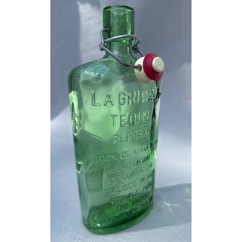 La Gritona Tequila Reposado Empty Bottle 750ml Green Glass Excellent Swing Top